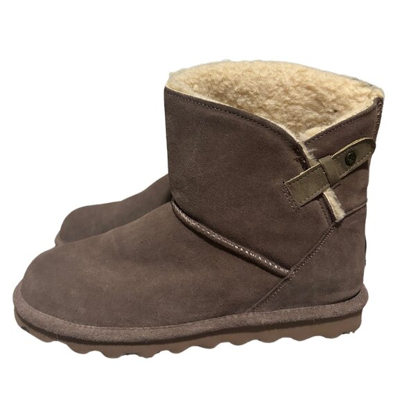 Women's Taupe Brown Strap BearPaw Boots Size 10 - Picture 3 of 13